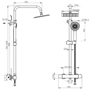 Wall-Mounted Thermostatic Mixer Shower Set with Twin Head Adjustable Height