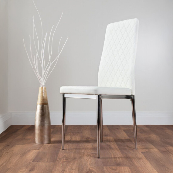 6 Milan Faux Leather Dining Chairs with Chrome Legs