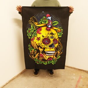 Colorful Dead of the Dead Skull Wall Art - 70x110cm Cotton Decor