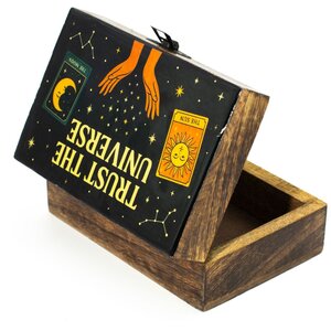 Trust the Universe Enamelled Mango Wood Box Spiritual Storage