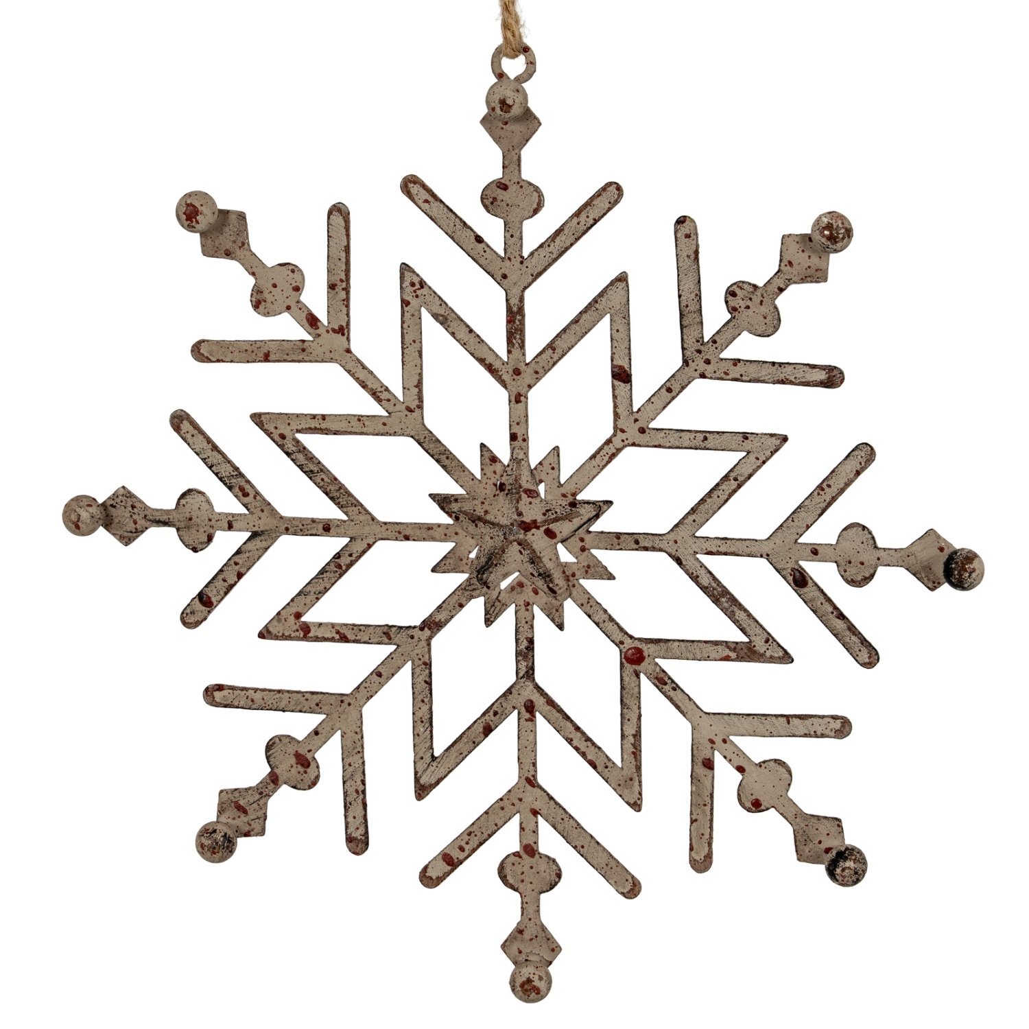 Rustic Hanging Snowflake Ornament Winter Decor Festive Centerpiece - Light Brown