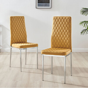 4x Milan Velvet Dining Chair with Silver Legs