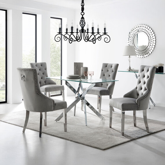 Leonardo 4 Modern Stylish Kitchen Dining Table and 4 Belgravia Chairs