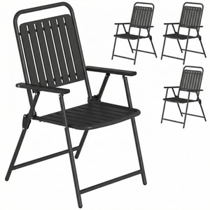 Outsunny Folding Garden Chairs Set of 4 with Plastic Seat and Back