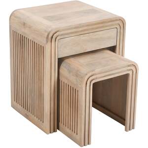 Wyld Haus Arizona Mango Wood Nesting Tables Set of 2 with Drawer