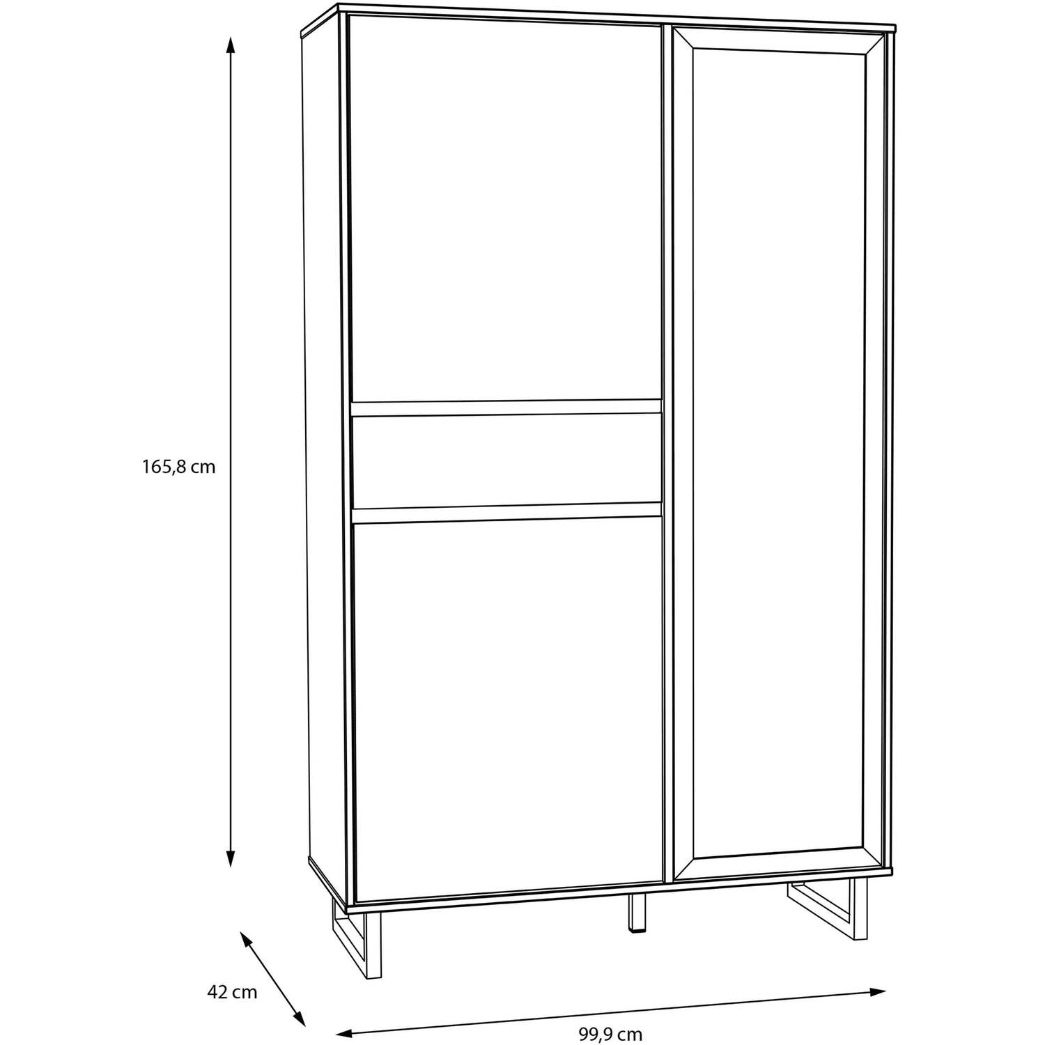 Wyld Haus Hanover Oak-Effect Tall Display Cabinet, Chevron Panels, 2 Doors, 1 Drawer, 8 Shelves - Oak