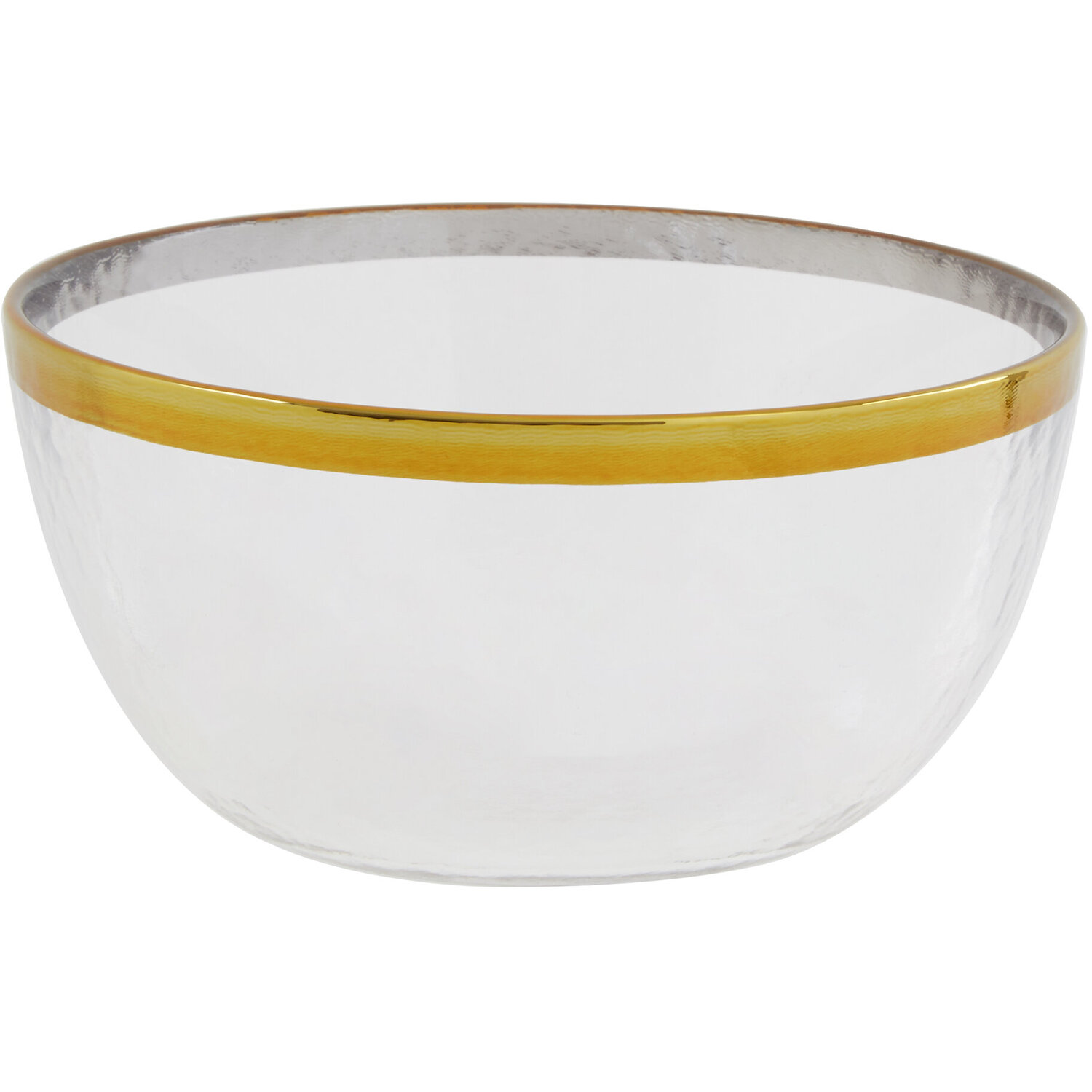 Ida Textured Glass Bowl With Gold Rim - Clear