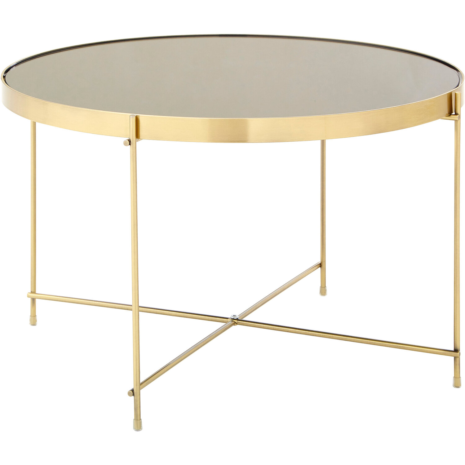 Allure  Brushed Bronze Large Side Table with Black Mirror - Bronze