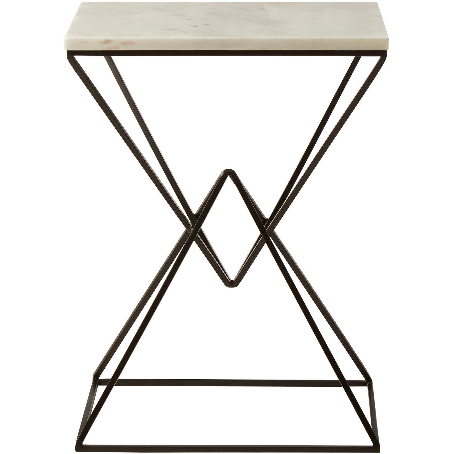Shalimar Marble top Rectangular Side Table - White