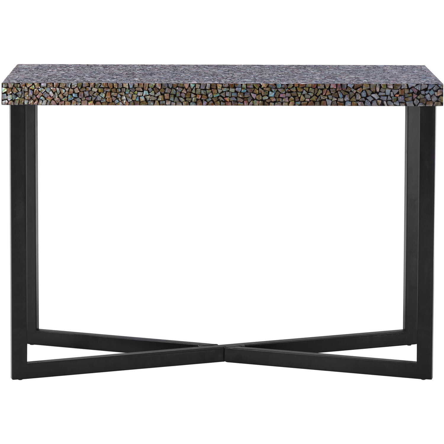 Fusion Crackle Shell Mosaic Rectangular Console Table - Black
