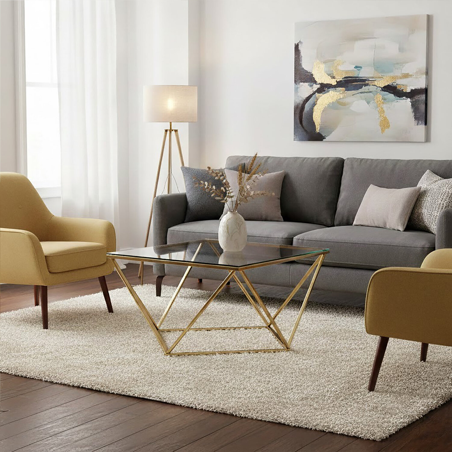 Allure Gold Finish Twist Coffee Table. - Gold