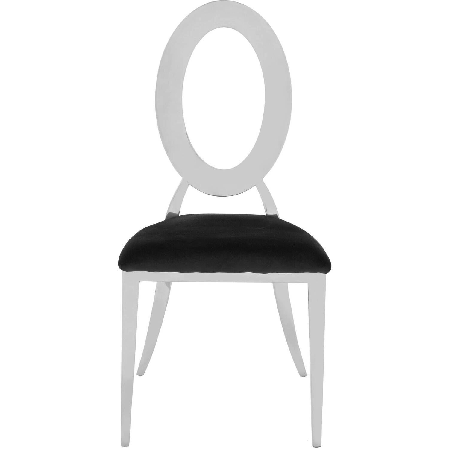Yasmin Oval Back Black Velvet Dining Chair - Black