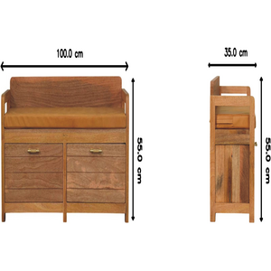Solid Wood Oxford Oak-ish 2 Drawer Storage Bench