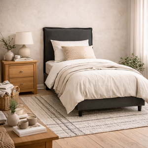Wexford 3ft Single Bed Deep Linen Padded Pillow Headboard