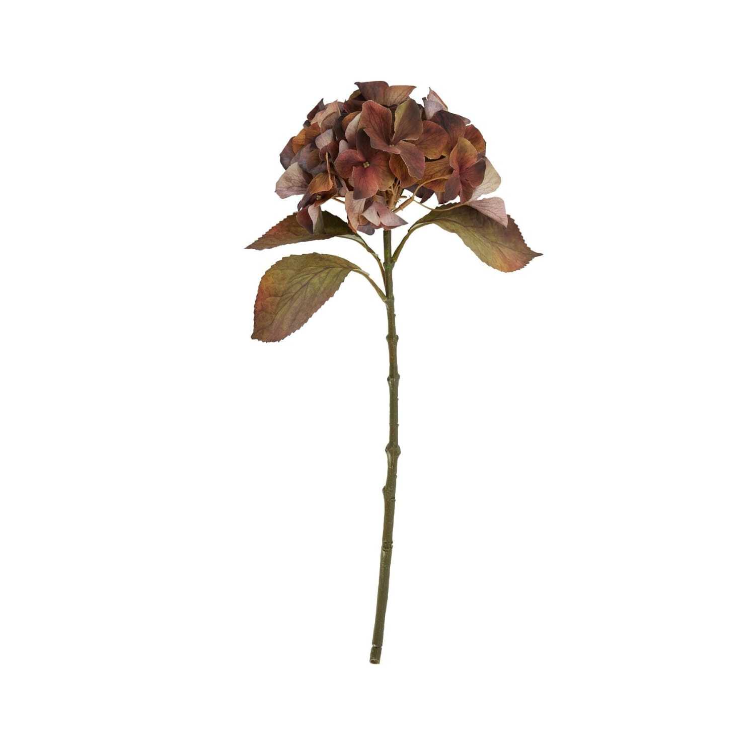 Set of 3 Artificial Hydrangea Stems Autumn Browns - Brown
