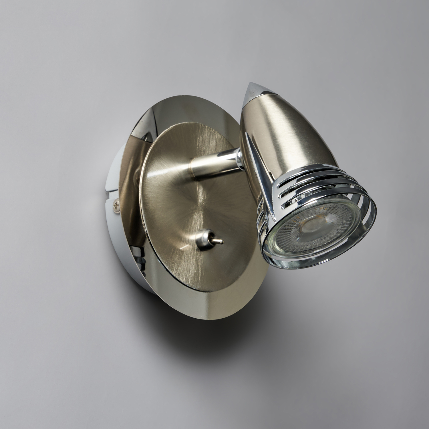 Gemini 1 Light Spotlight Wall Light - Satin Nickel - Satin Nickel
