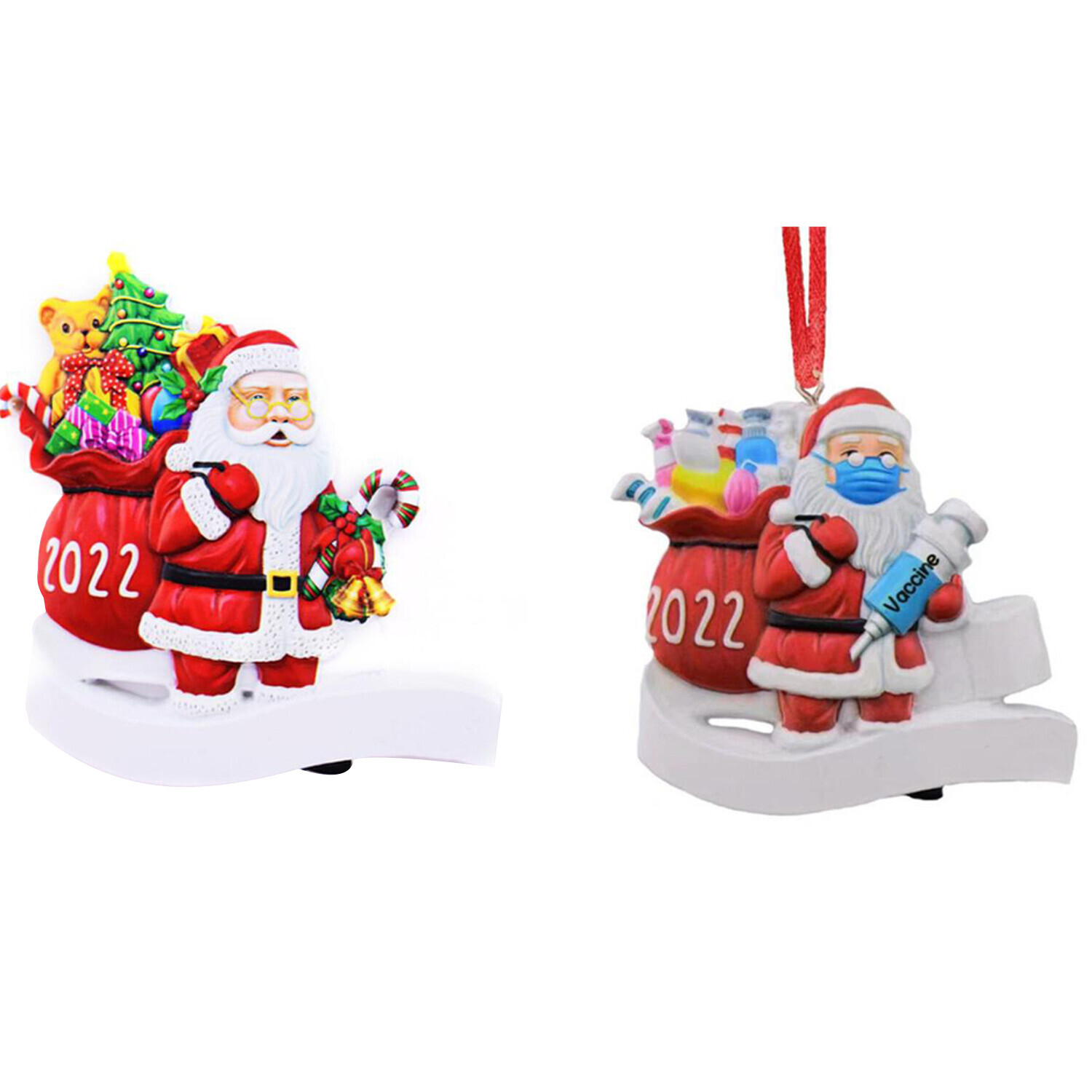 Resin Christmas Santa Claus Tree Ornaments - Red / 2