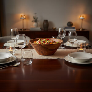 Rosi Large Round Sheesham Wood Tapered Salad Bowl