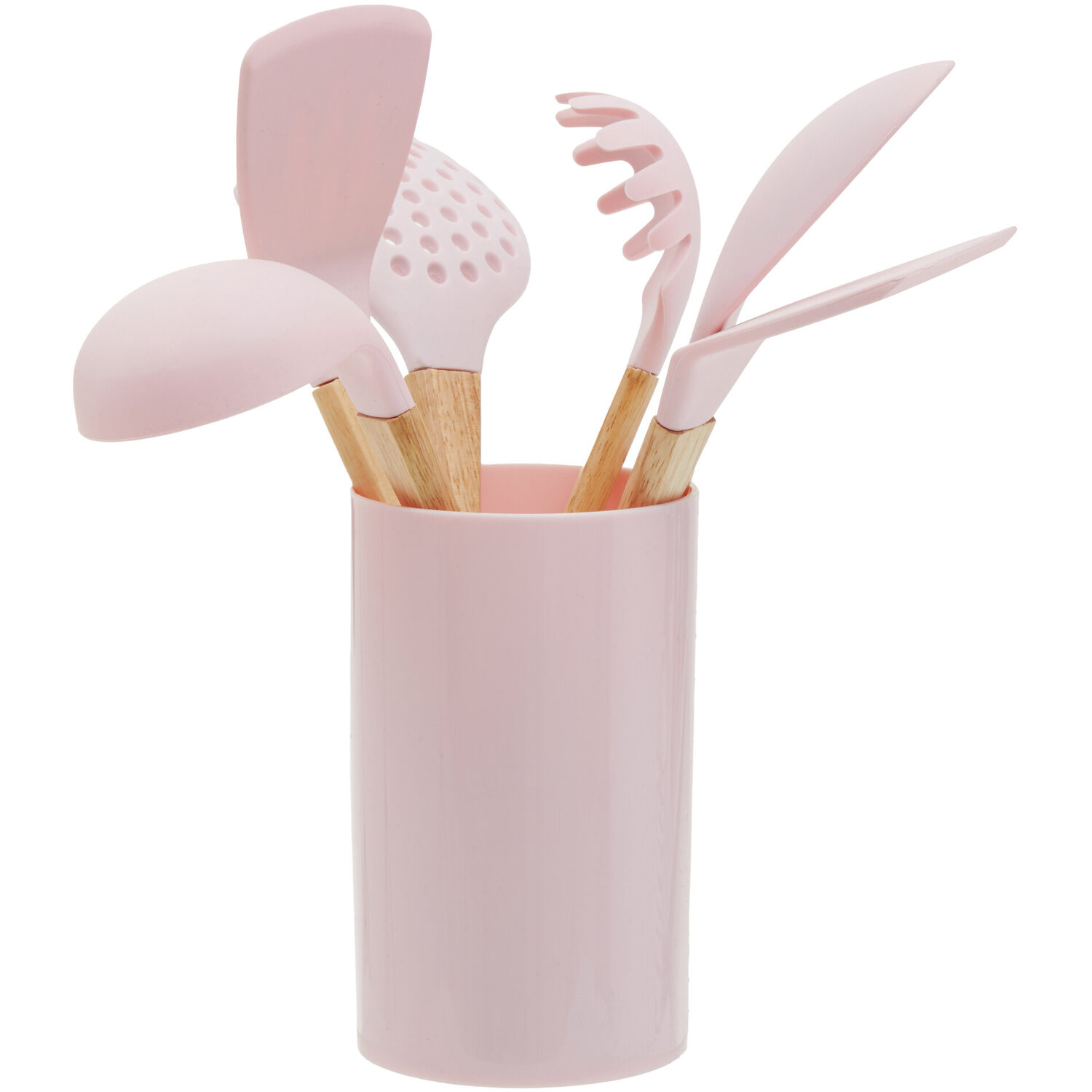 Zing 7 Piece Utensil Set in Pastel Pink - Pink