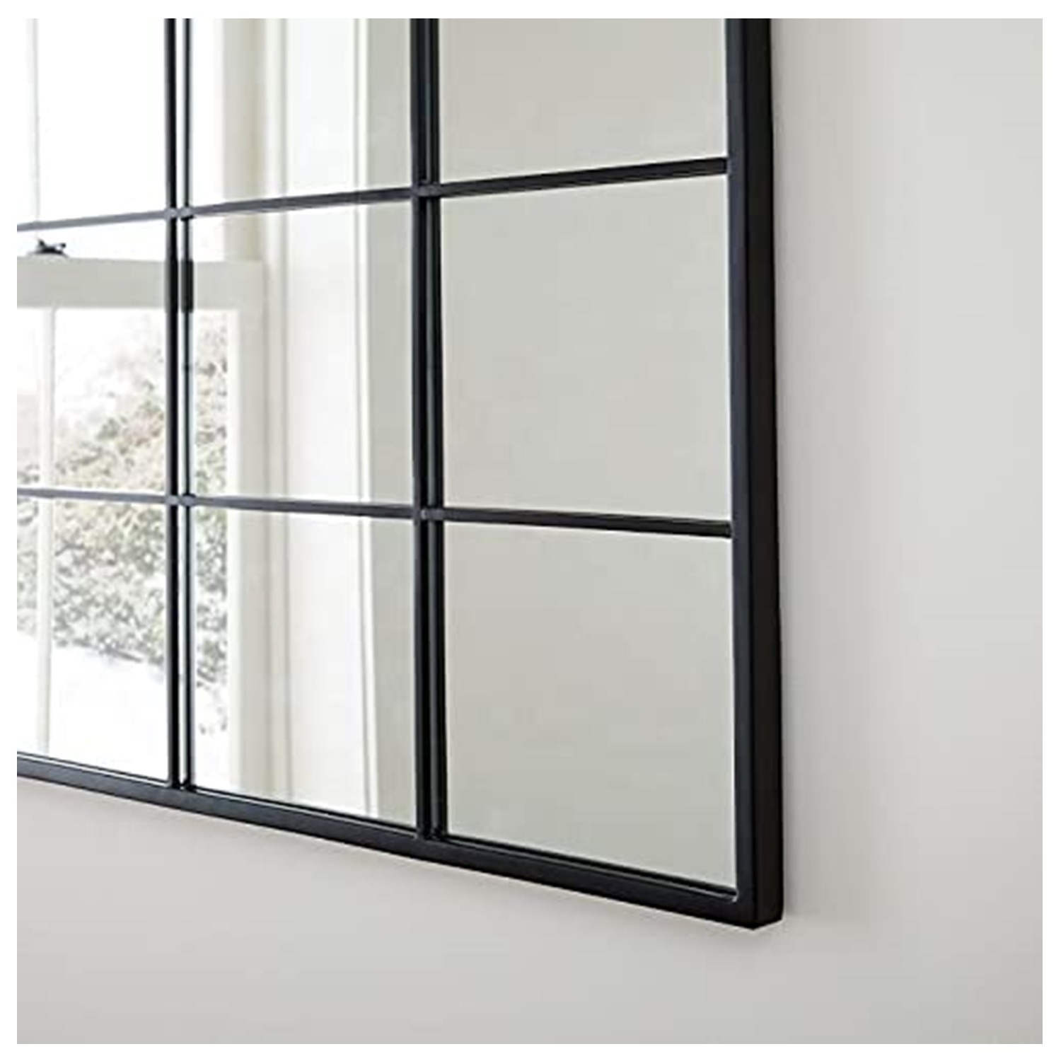 Black Window Style Wall Mirror - Black