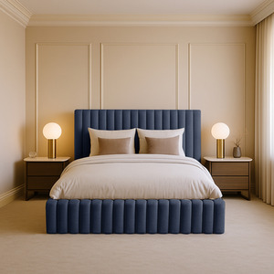 Plush Velvet Brantley Panel Bed Frame Double King Super King