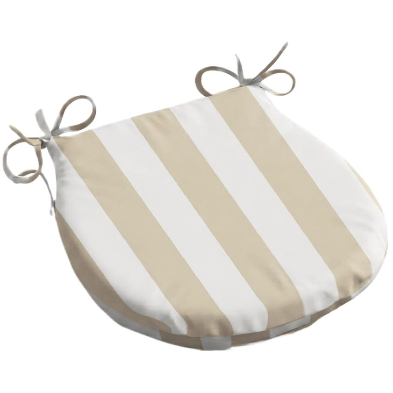 Livinluxury Wide Striped Outdoor D Shaped Seat Pad Beige - Beige/White / 1