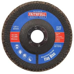 Faithfull Aluminium Oxide Flap Disc 125 x 22mm 120 Grit
