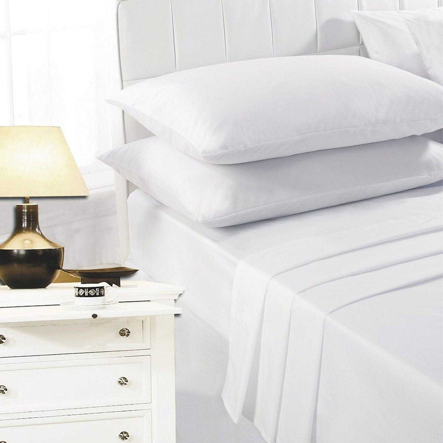 K Collection Percale Percale Fitted Sheet - White / King / Double