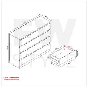 Black / 77cm FWStyle Modern No Handle Chest Of Drawers Deep Drawer Design shot 15646469