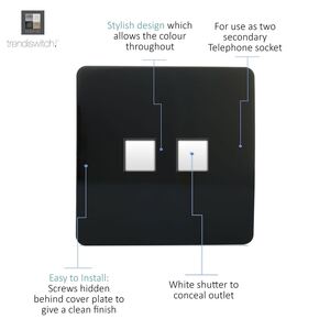 Trendi Switch 2 Gang Cat 3 Telephone Secondary Socket