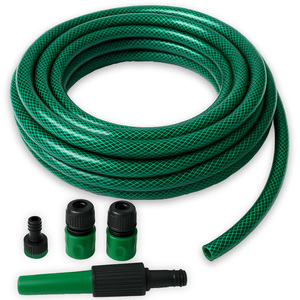PVC Garden Hose Pipe Set With Nozzle, Fittings and 4 Spray Patterns
