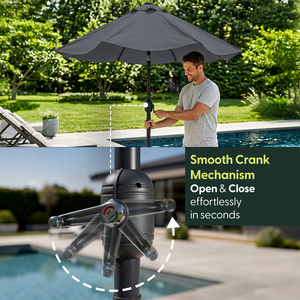 Keplin 2M Tilting Parasol Umbrella - Crank & Tilt Sunshade with Protect Cover
