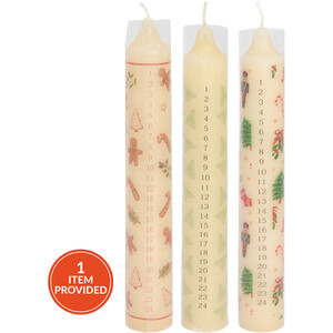 Festive Print Advent Pillar Candle