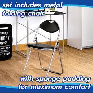 Wooden Folding Desk & Chair Set - All Black