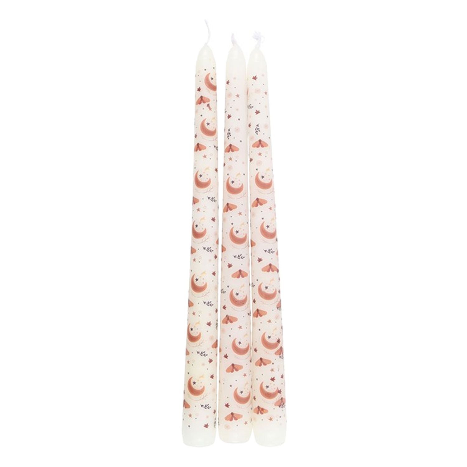 Something Different Taper Harvest Moon Candle Set (Pack Of 3) - White/Brown