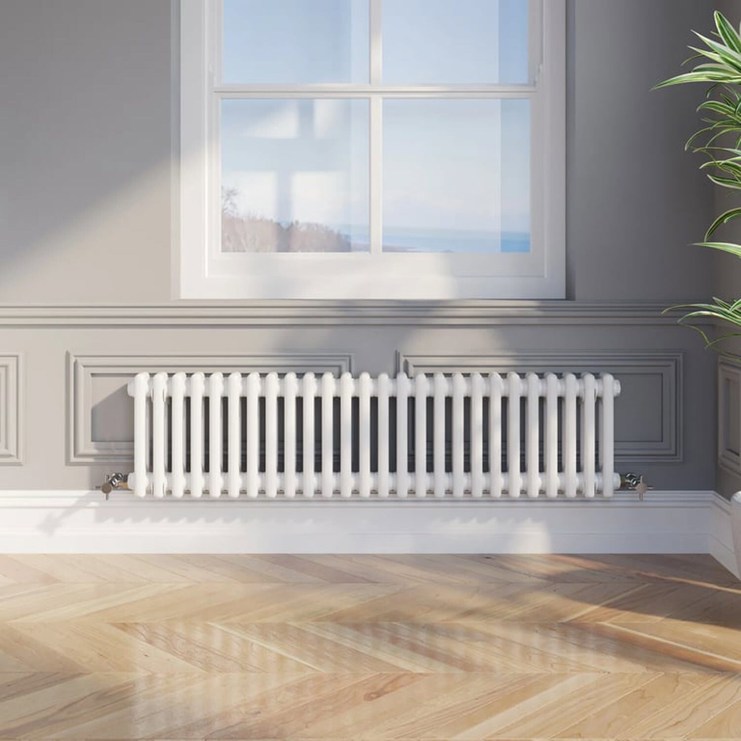 Temprazo Traditional Colosseum Double Bar Column Radiator White 300 X 605Mm - White / 1190Mm / 70Mm / 300Mm