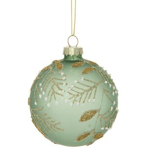 Frosted Green Glitter Detail Bauble