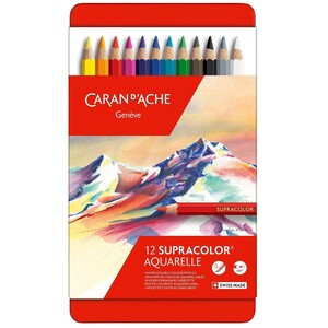 Caran d'Ache Supracolor II 12 Water-Soluble Colour Pencils - Metal Tin