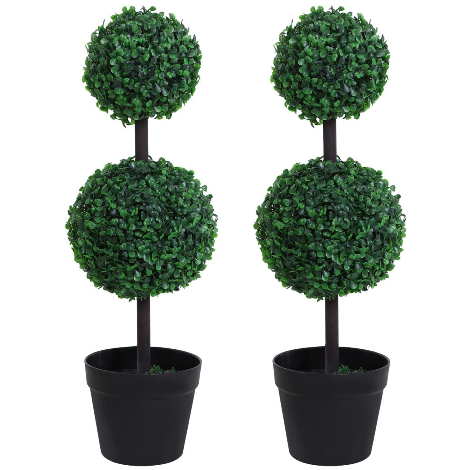 Artificial Boxwood Ball Topiary Tree Set Indoor Outdoor Decor - Green