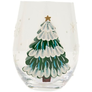 Embossed Paint Christmas Tree Tumbler Glass