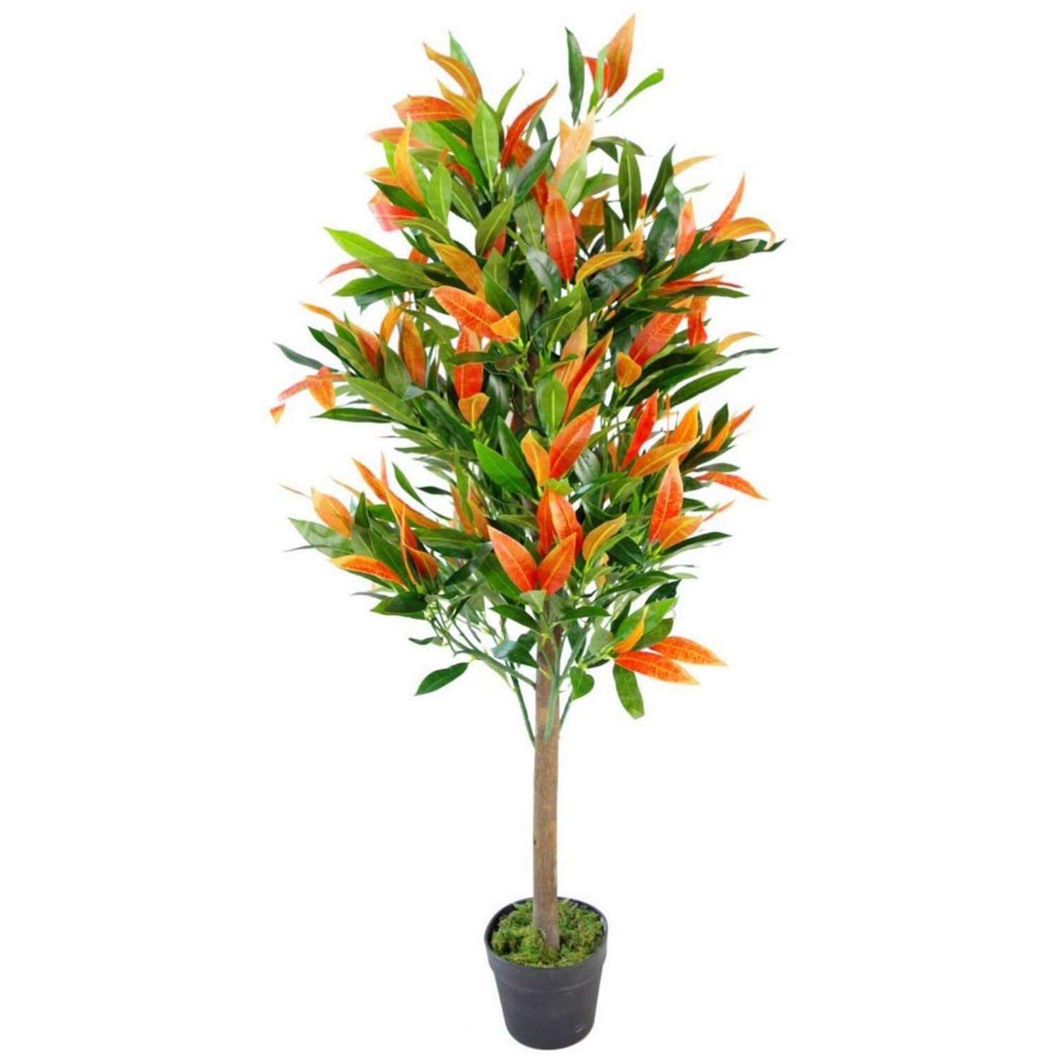 130cm Red & Green Focus Tree with Moss Covered Pot - Green