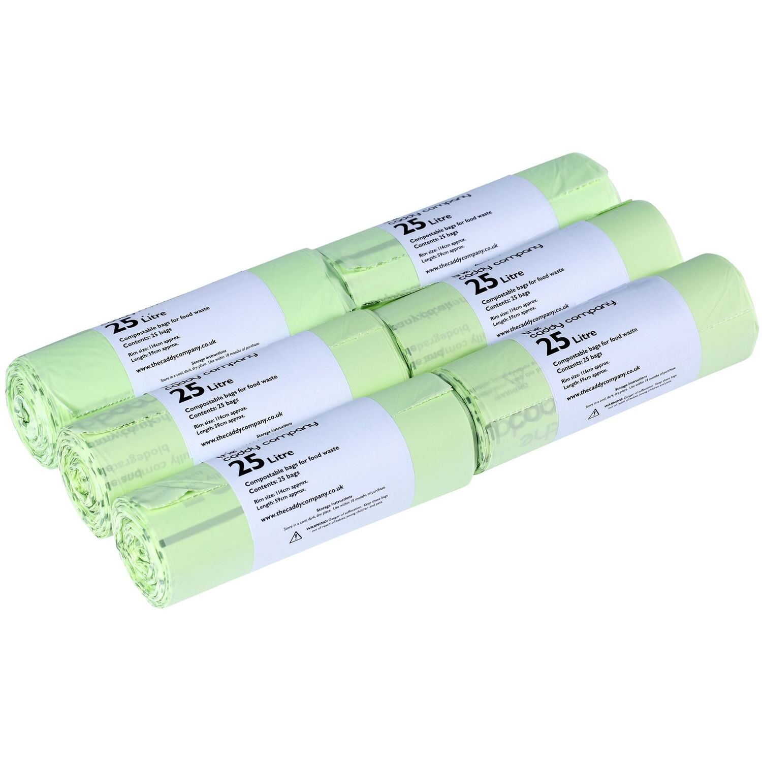 150 x 25 Litre Caddy Company Compostable Kerbside Caddy Bags–EN13432 25L Liners - Image 4