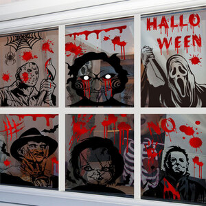 Halloween Static Cling Window Stickers Reusable Ghost Pumpkin Bat