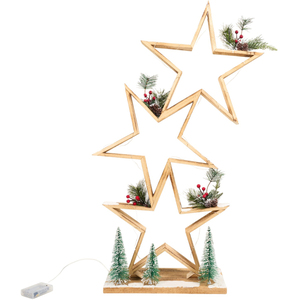 LED Stacking Wooden Star Decoration
