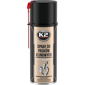 K2 Belt Dressing 400ml V-Belt Spray - Anti-Slip Drive Belt Conditioner for Squeaky Fan Belts