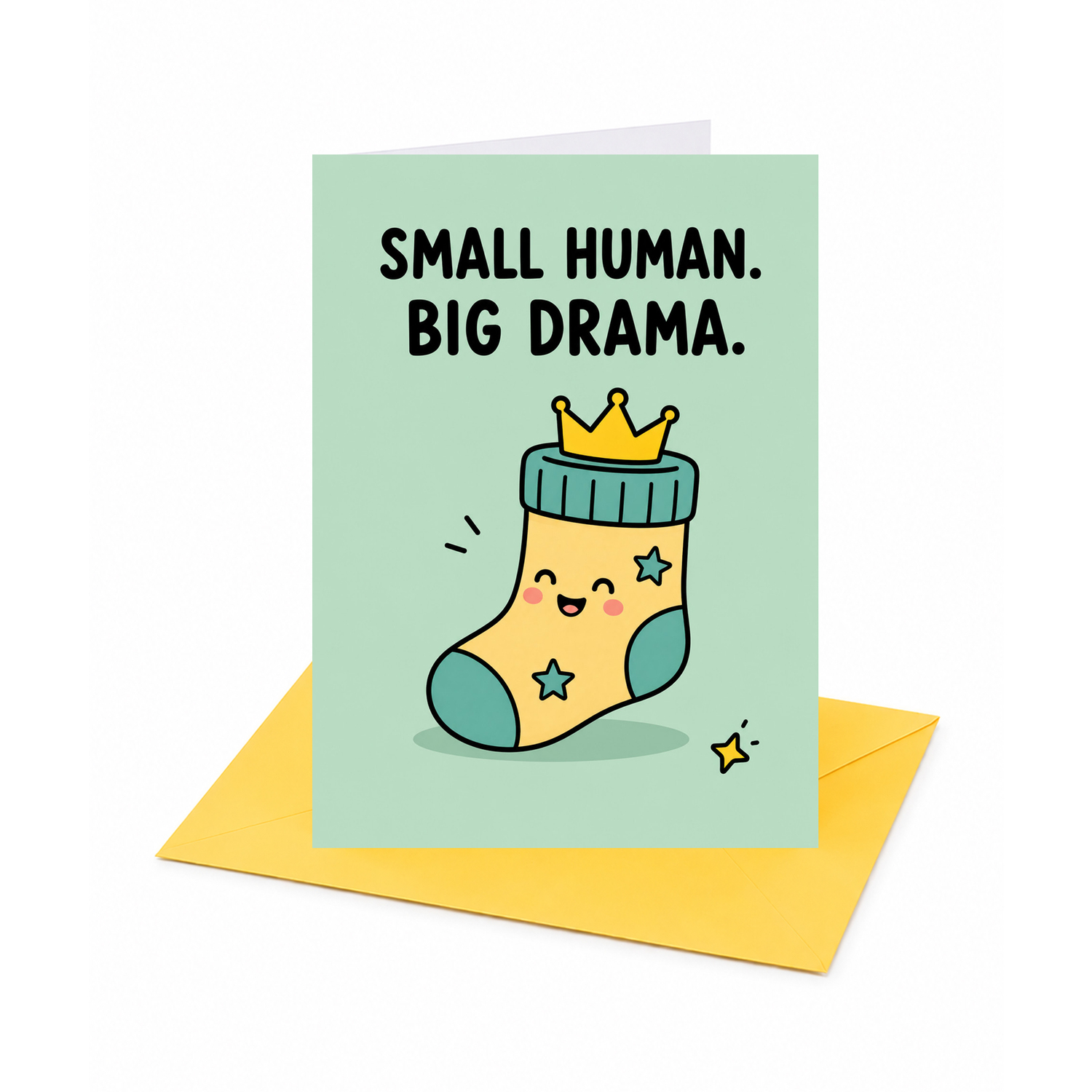 Brightfeel Small Human Big Drama New Baby Congratulations Card - Multi