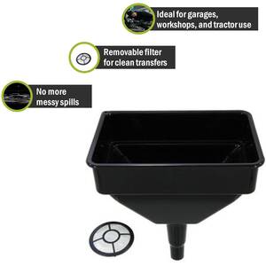 Pegdev Heavy Duty Funnel for Garages Tractors Durable Filter