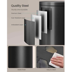 Round Kitchen Pedal Bin Soft Close Lid, Black