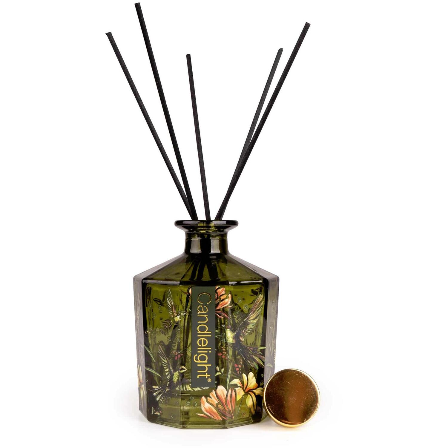 Candlelight Reed Diffuser 250ml Peony Scent Hummingbird Collection in Green