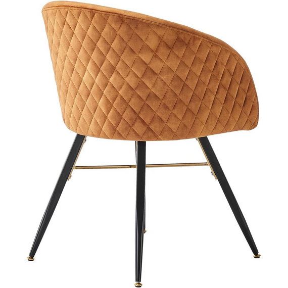 Life Interiors EVA - Dining Chair - Velvet Fabric Finish - Black and Gold Stainless Steel Legs
